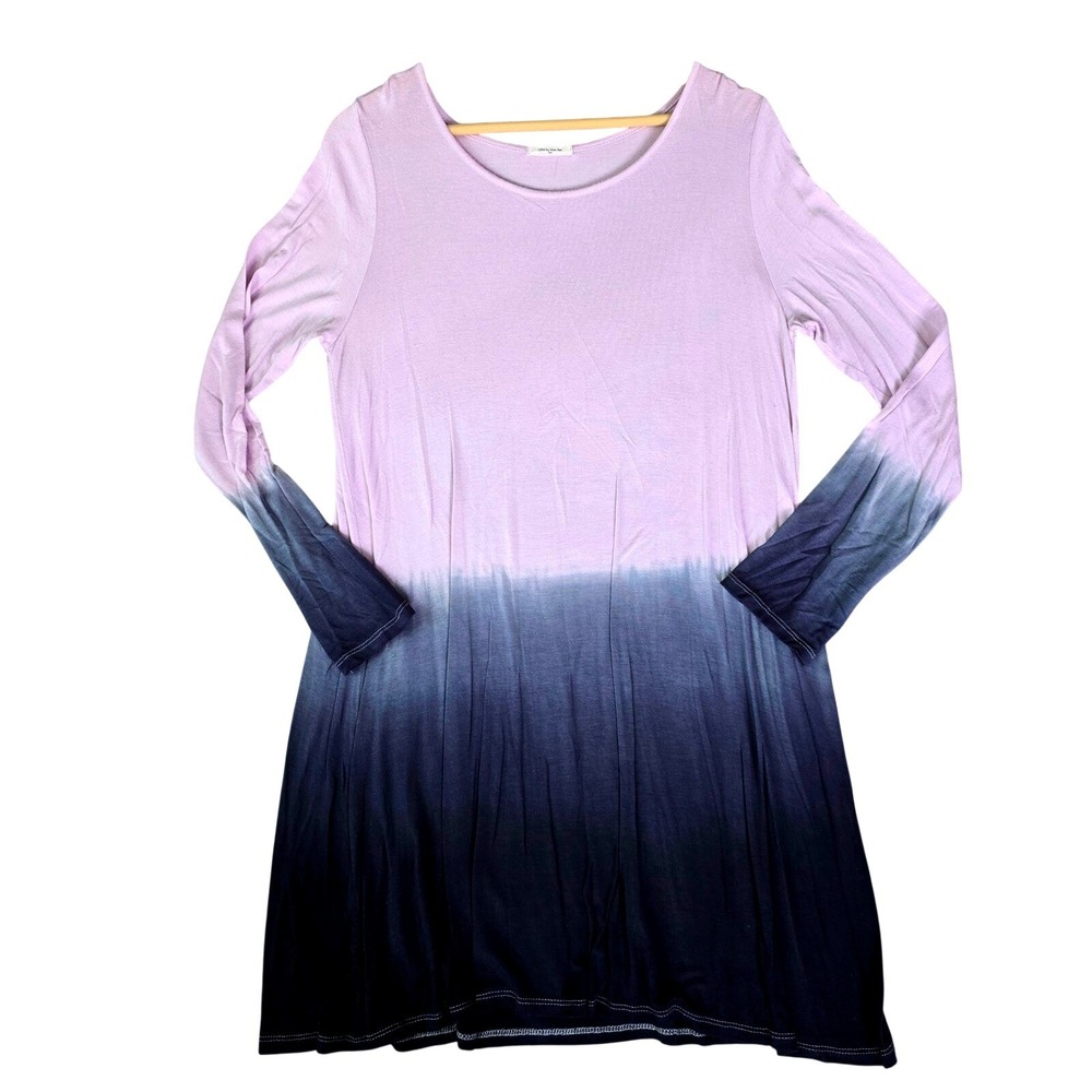 12PM by Mon Ami Size‎ L Ombre Tunic Dress Soft Stretch Lavender Navy Blue